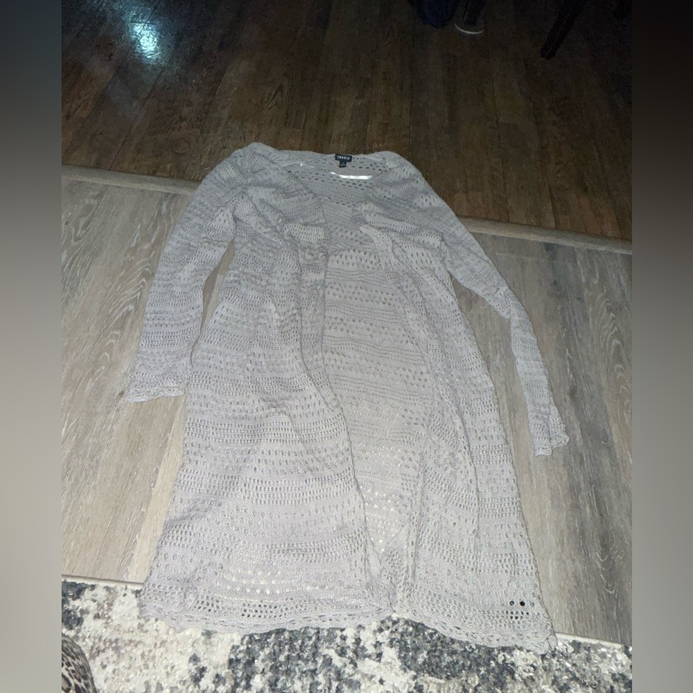 Gray Open Knit Cardigan
